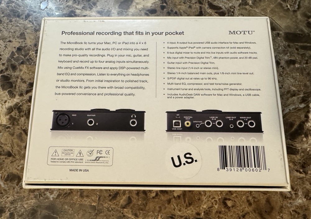 MOTU MicroBook IIc USB 2.0 Digital Audio Interface for Personal Studio Recording