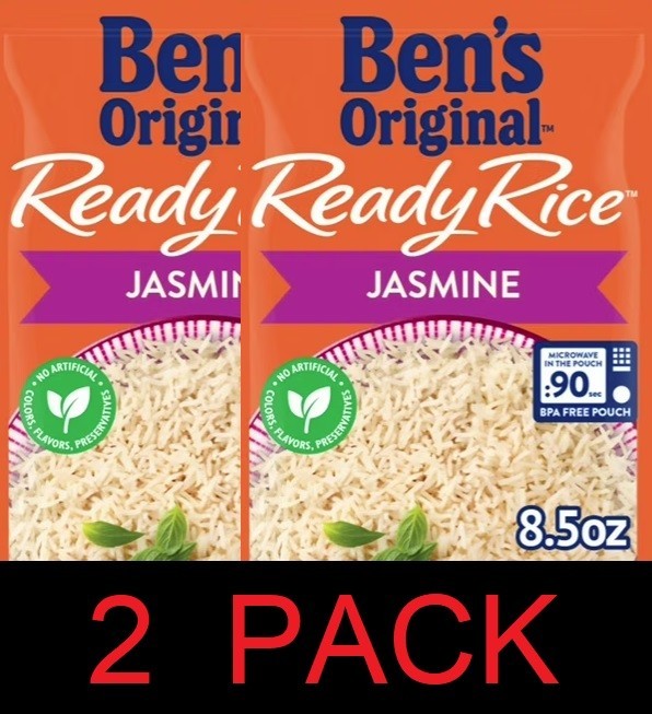 Ben's Original Ready Rice Jasmine 100% Authentic Thai 8.5 oz Pouch - 2 PACK