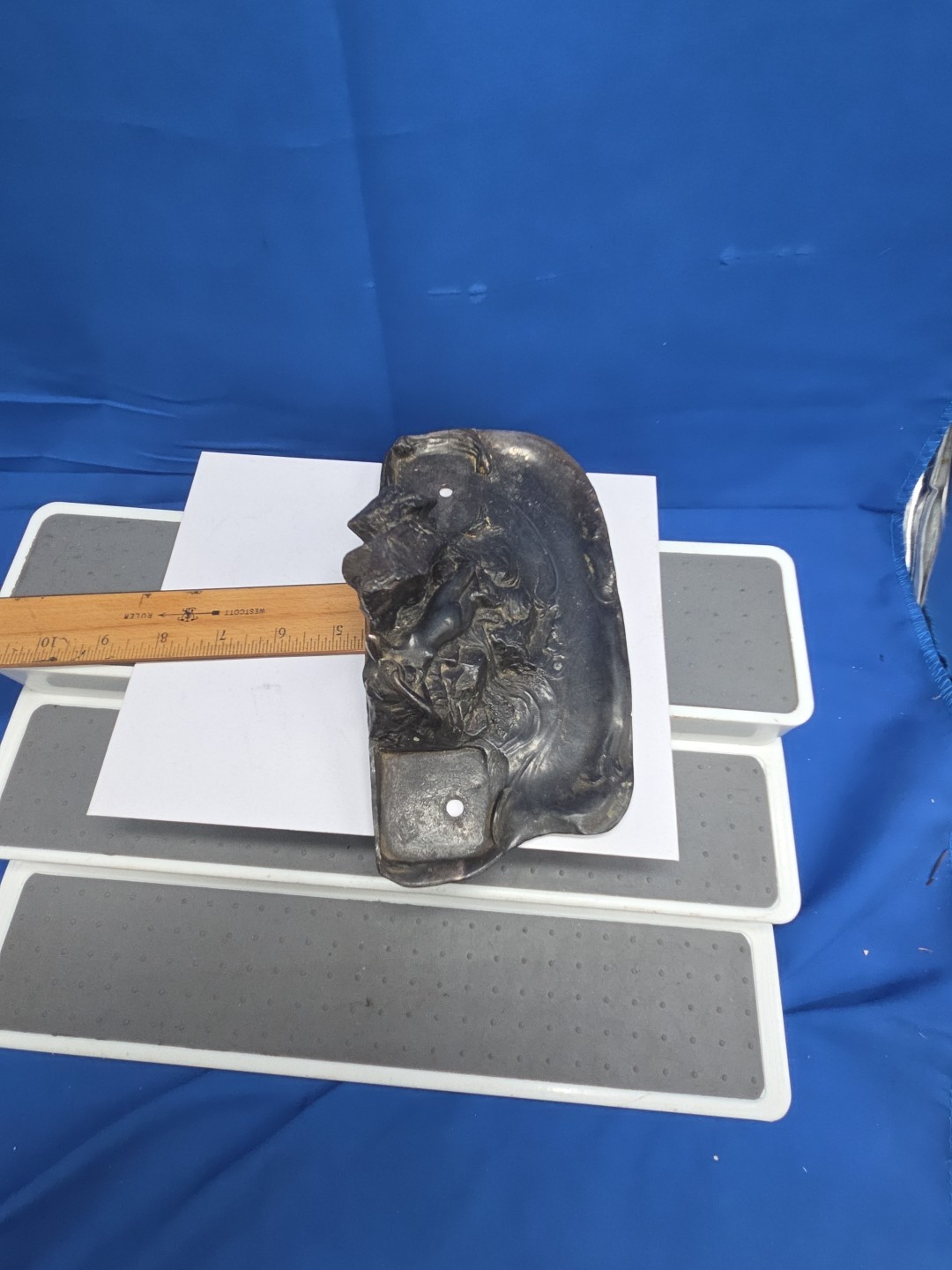 Art Nouveau Nude Maiden Water Inkwell Laying On Rocks Metal Trinket Earings TS