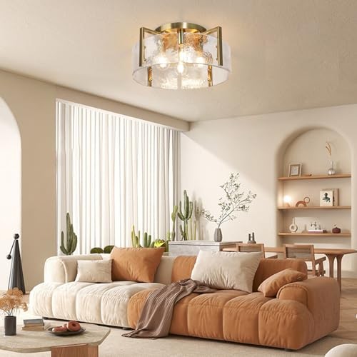 Gold Flush Mount Ceiling Light, 17.7'' Modern Ceiling Lights Gold,4-light