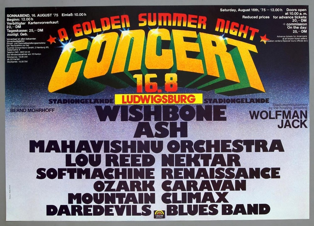 A GOLDEN SUMMER NIGHT CONCERT – rare vintage original 1975 concert poster