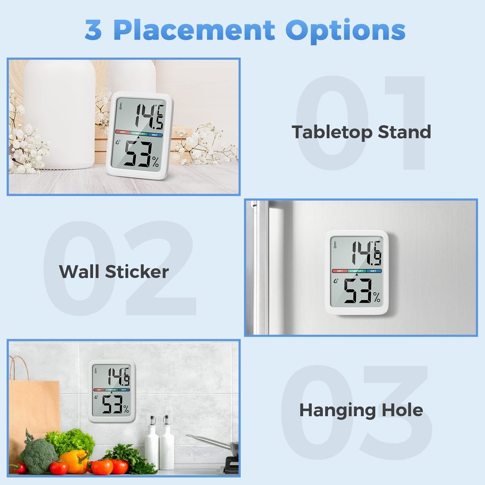 Thlevel Digital Thermometer Hygrometer, Large LCD Screen Room Thermometer...