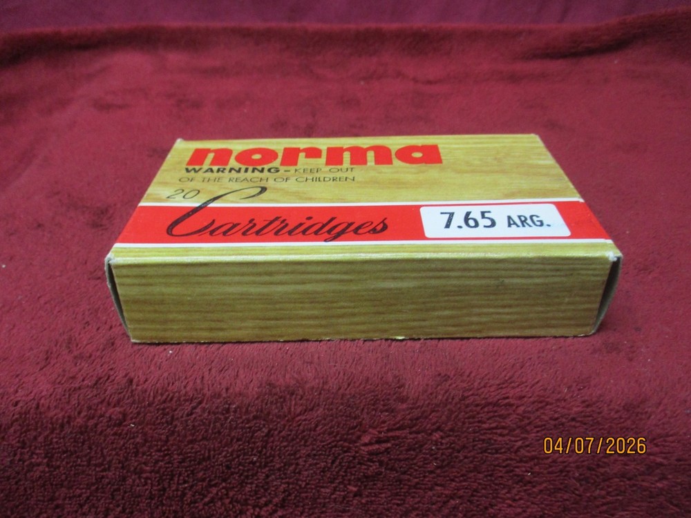 Vintage NORMA, 7.65 Argentine, 150gr. , Ammo Box, (EMPTY)