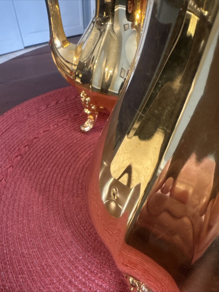 Webster-Wilcox International Silver 4 Piece Gold Plated Coffee & Tea Set