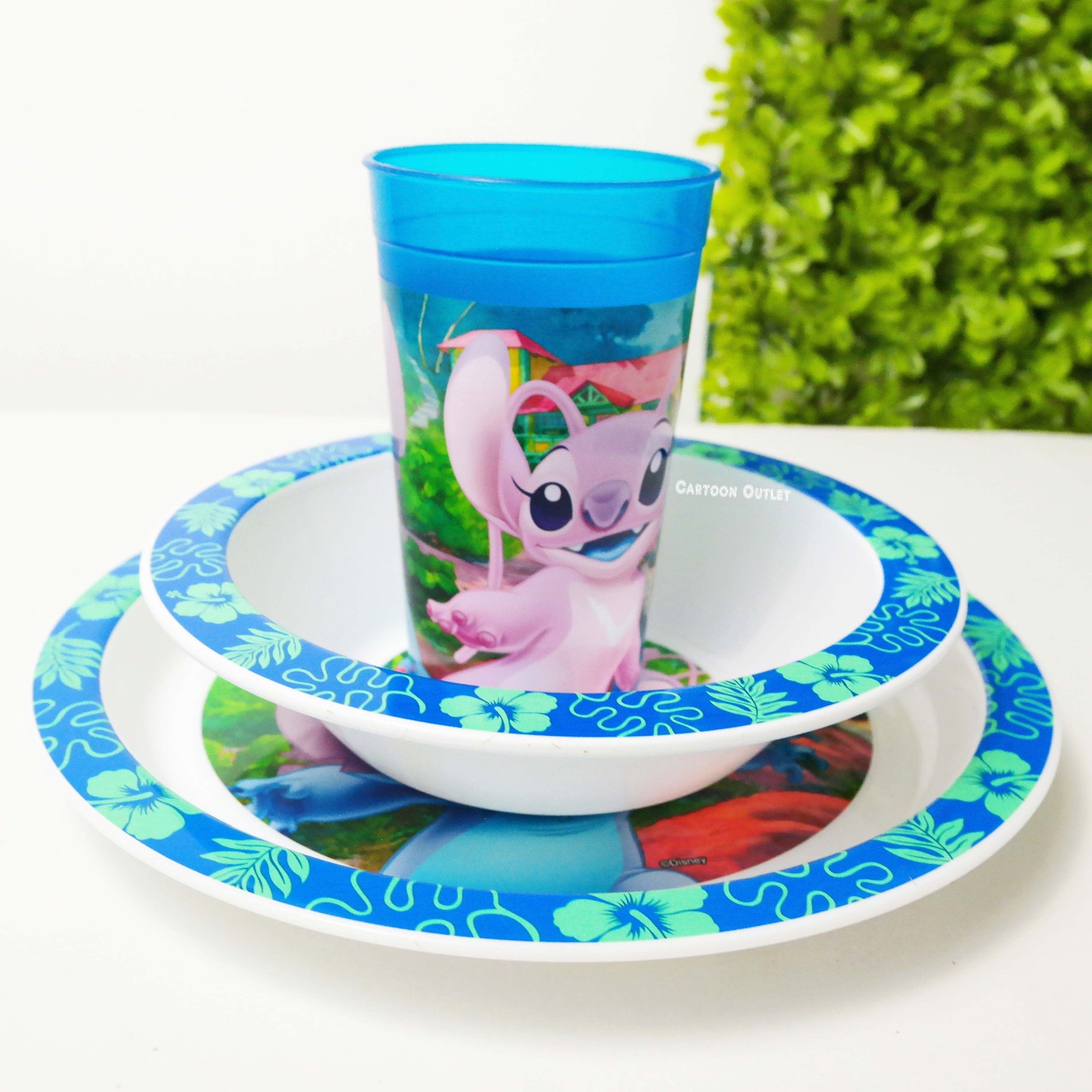 Disney lilo & Stitch 3 pc Plate and Cup Dinner Set Gift Trending Rare Find