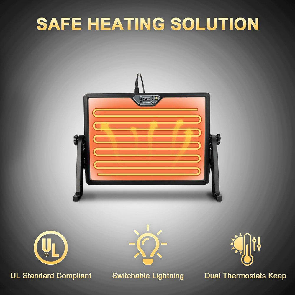 180W Chicken Brooder Heater with Stand and Remote Control, Temperature Display