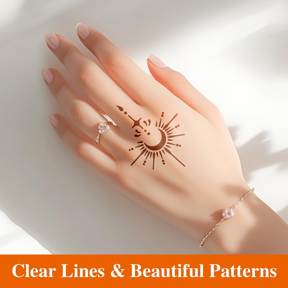 20 Sheets Temporary Tattoo Stencil Kit, Templates for Medium, Black