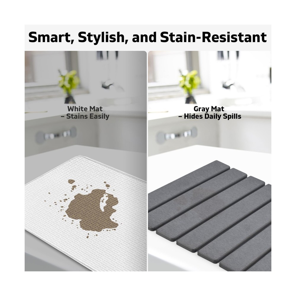 Large Stone Dish Drying Mat for Kitchen Counter, 24"×16", Collapsible Quick