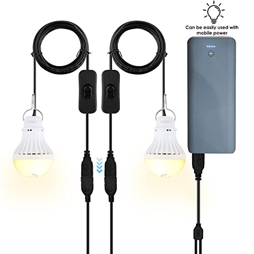 2 Pack USB Light, USB LED Camping Lantern with USB Splitter Y-Cable, 8ft