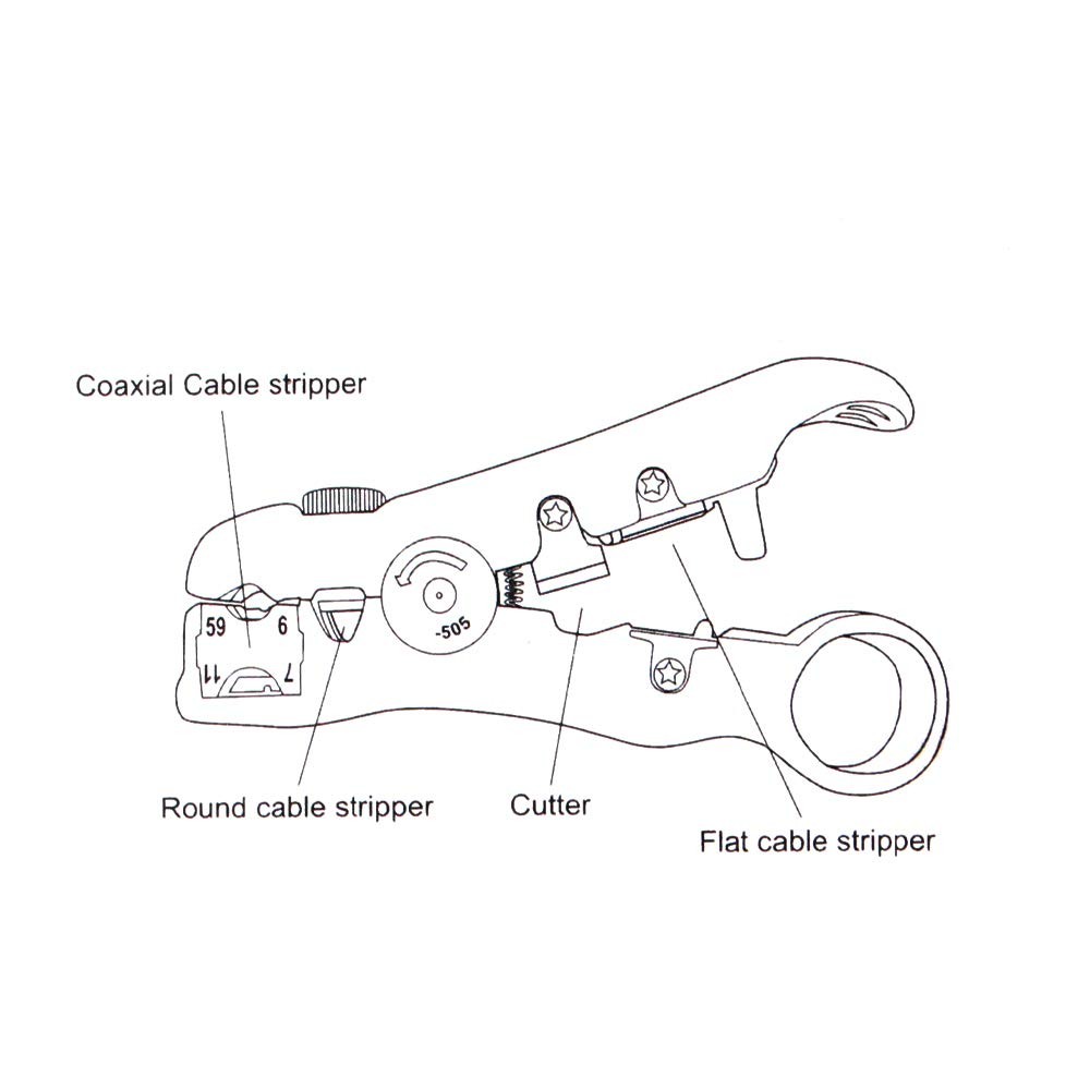 Universal Coaxial Cable Stripper Cutter Stripping Tool for Flat/Round Yellow