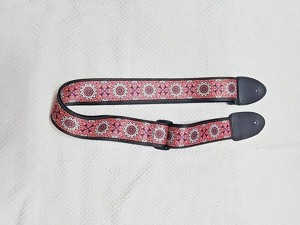 NOS Stagg Brand Adjustable Nylon 2" Adjustable Guitar Strap Pink Mandala Pattern