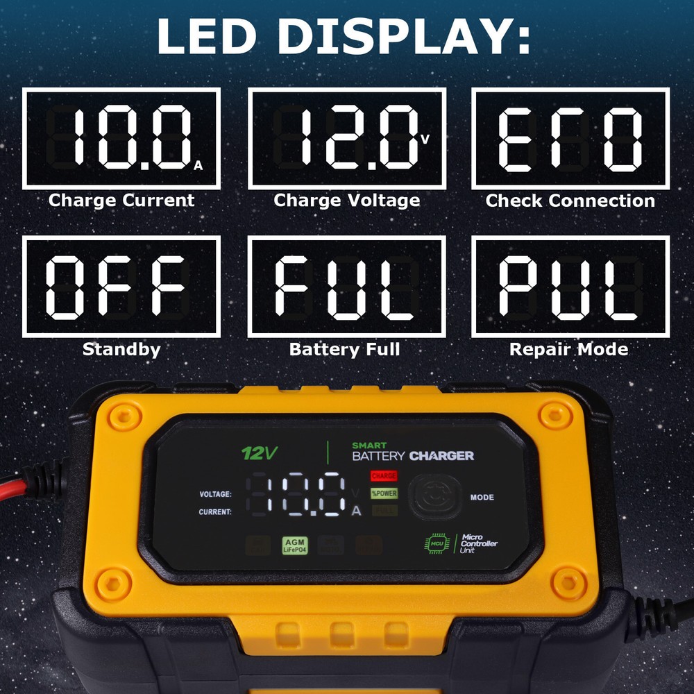 Mighty Max 12V 7Amp Battery Smart Charger Maintainer for Emergency Exit Lighting
