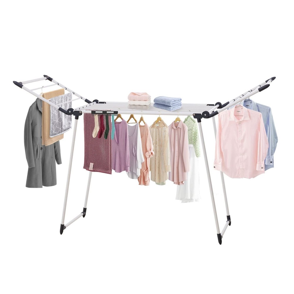 Clothes Drying Rack, Gullwing Laundry Rack, Collapsible, Space-Saving Laundry...