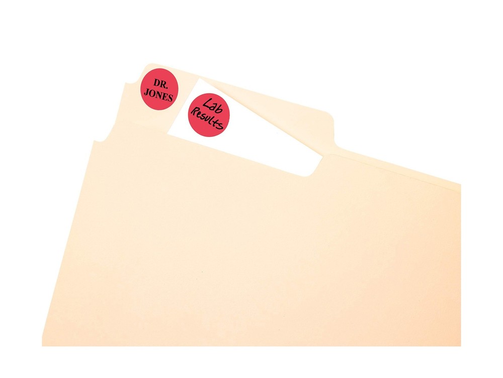 Avery Print/Write Self-Adhesive Removable Labels, 0.75 Inch Diameter, Red, 18...