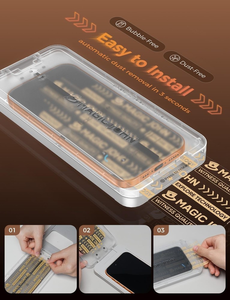 MAGIC JOHN 3Rd Gen Upgraded for Iphone 17 Pro Max Privacy Screen Protector 6.9 I