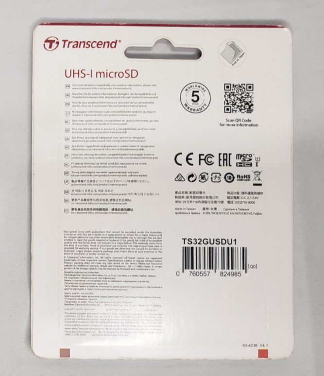 Transcend 32GB UHS-I Class 10 MicroSD Card
