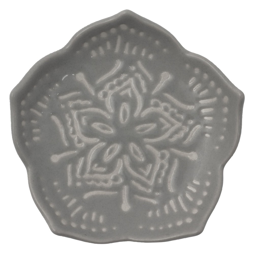 Karma Medium Flower Trinket Tray Gray 4 Inch Functional Entryway Storage