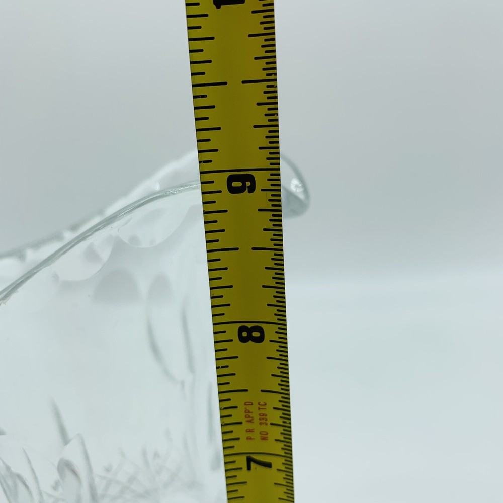 Lead Crystal Pitcher, Cut crystal pattern with Starburst Pattern 9”