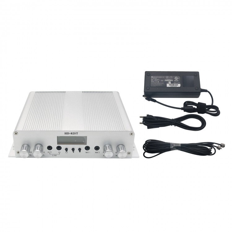 25W FM Transmitter Stereo PLL Broadcast Radio Station with DC Power Supply