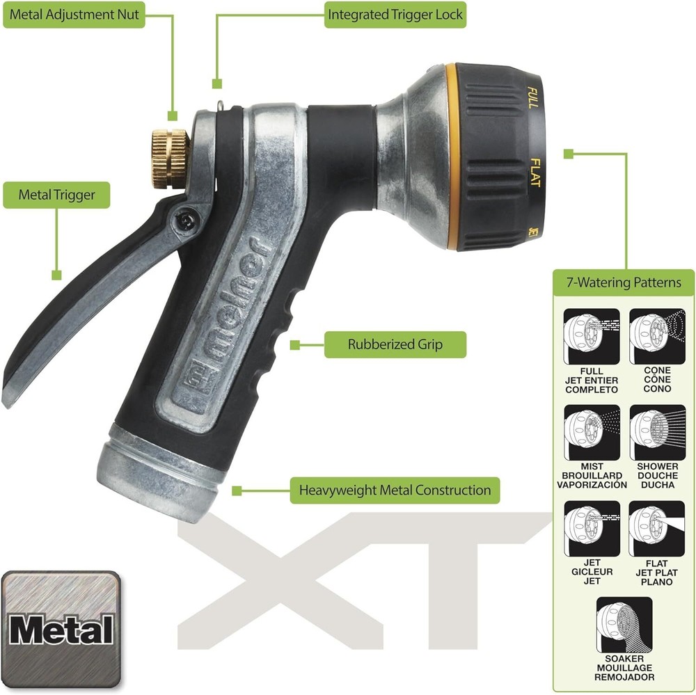 Melnor XT451 Heavyweight Metal 7-Pattern Nozzle, 1-(1 Pack), Basic