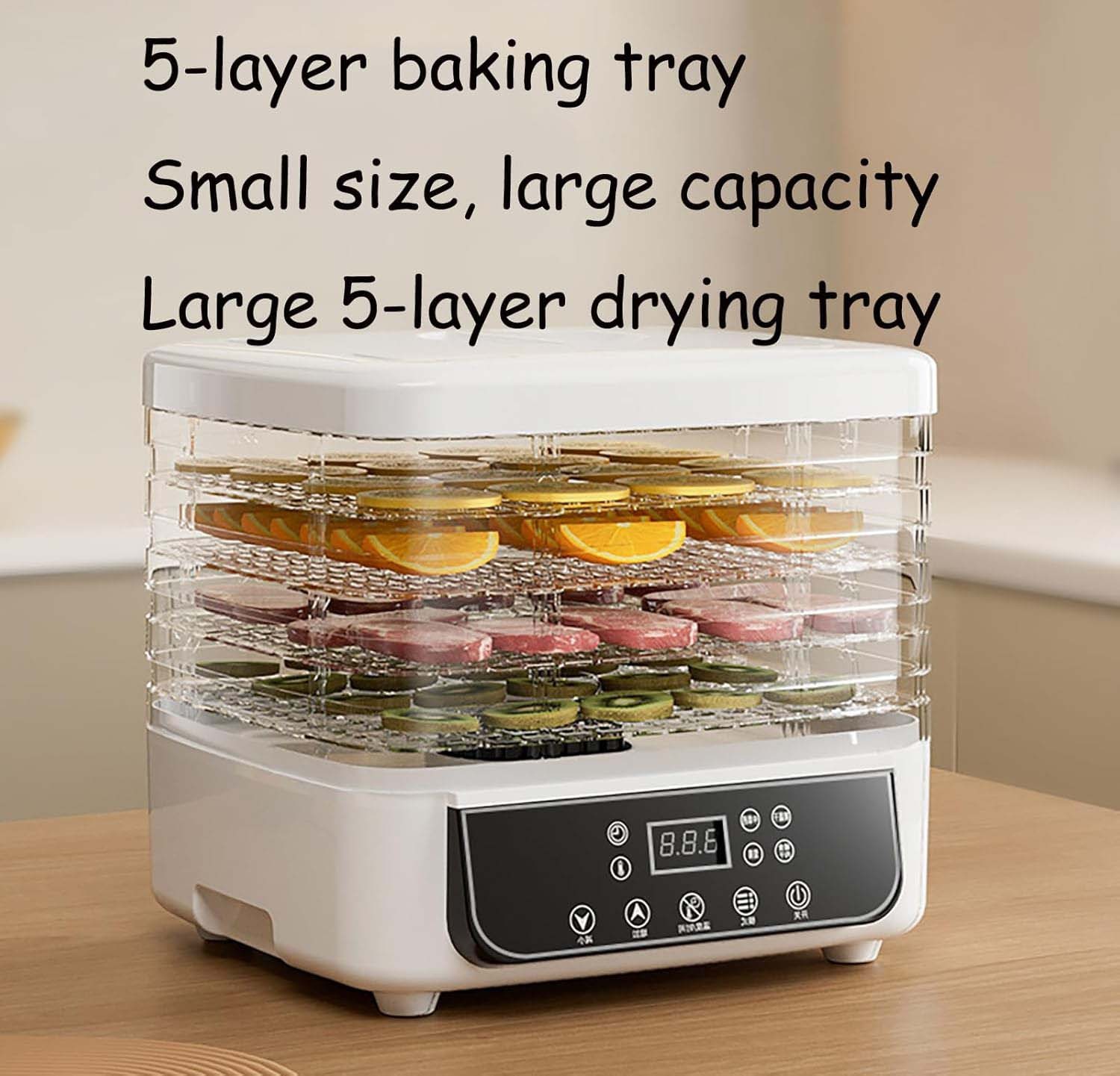 5-Trays Food Dehydrator Machine Adjustable Temperature for Jerky/Fruit/Vegetable