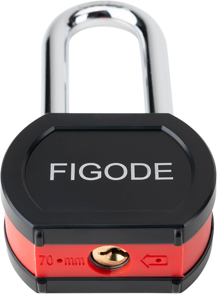 ® Black Covered Solid Steel Padlock with Key, High Security Heavy Duty Lock, 2-3