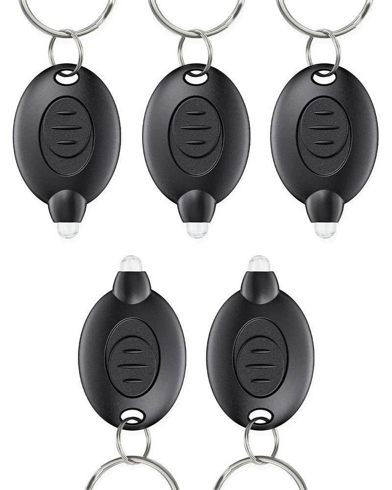 Uniclife 5 Pack LED Keychain Flashlight Mini 5 PCS, Black Shell, White Light