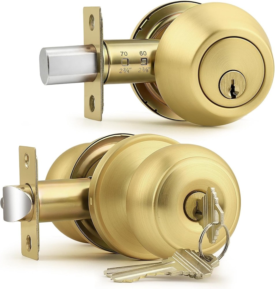 Entry Door Knobs Lock Set & Single Cylinder Deadbolt Combination Set Entry Door