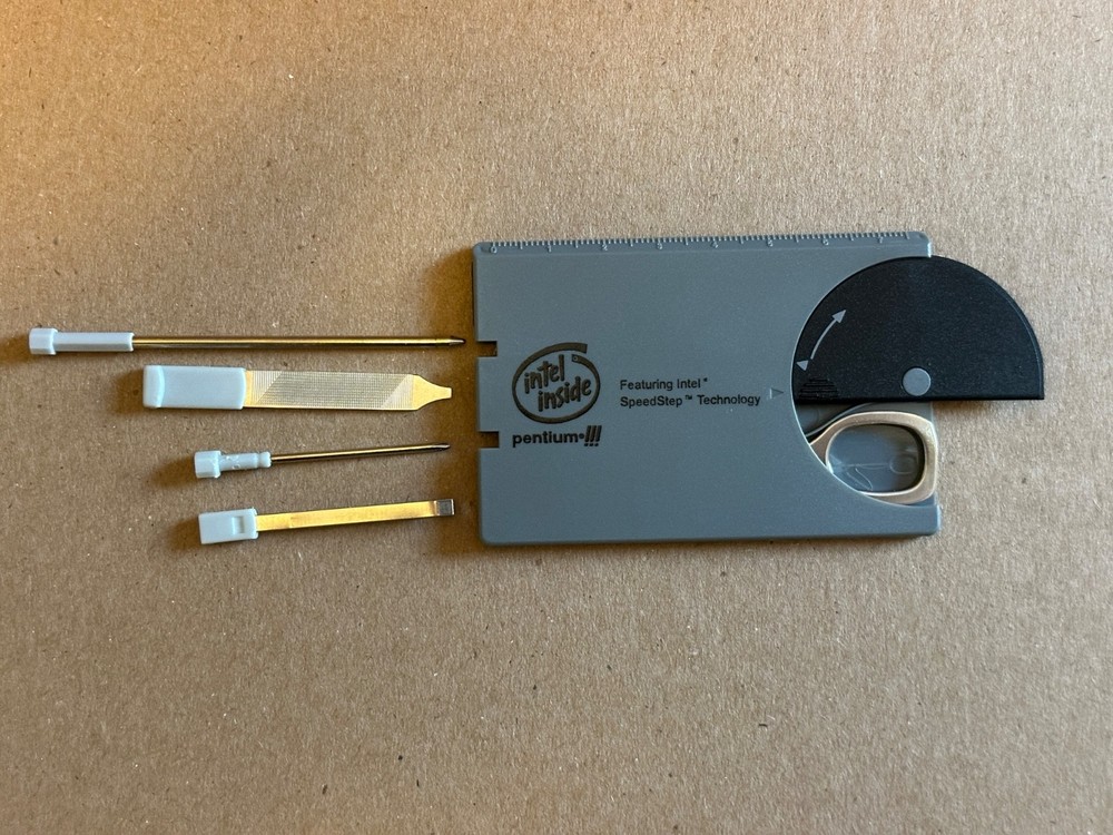Vintage Intel Pentium III processor logo'd multi-tool card - NEW, old stock