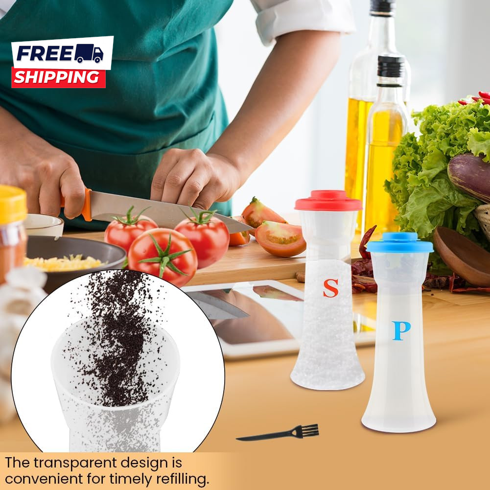 Salt and Pepper Shaker Set Plastic Salt and Pepper Shaker Set with Lids