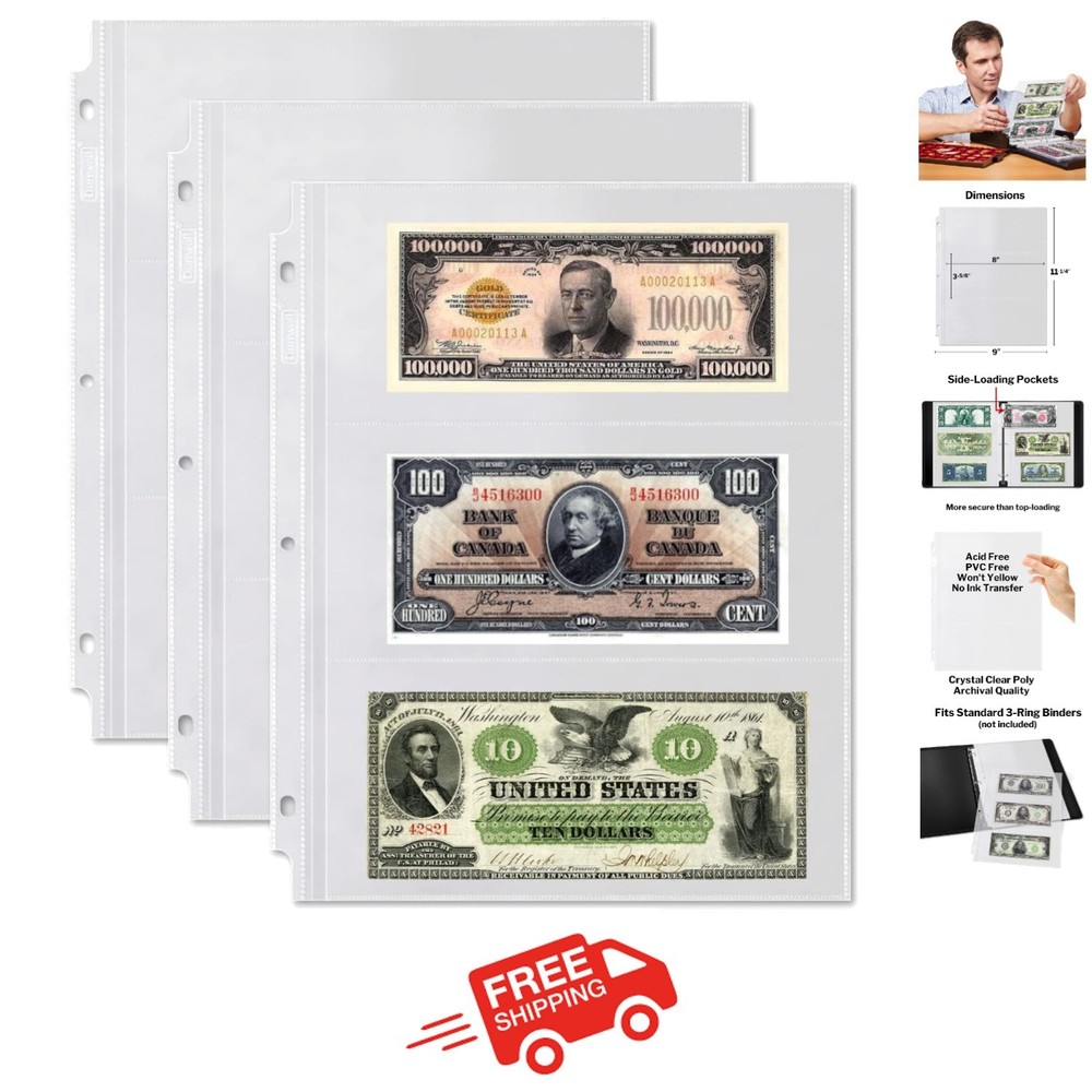 Durable 50-Pack Clear Plastic Sheets for Currency and Coupon Organization