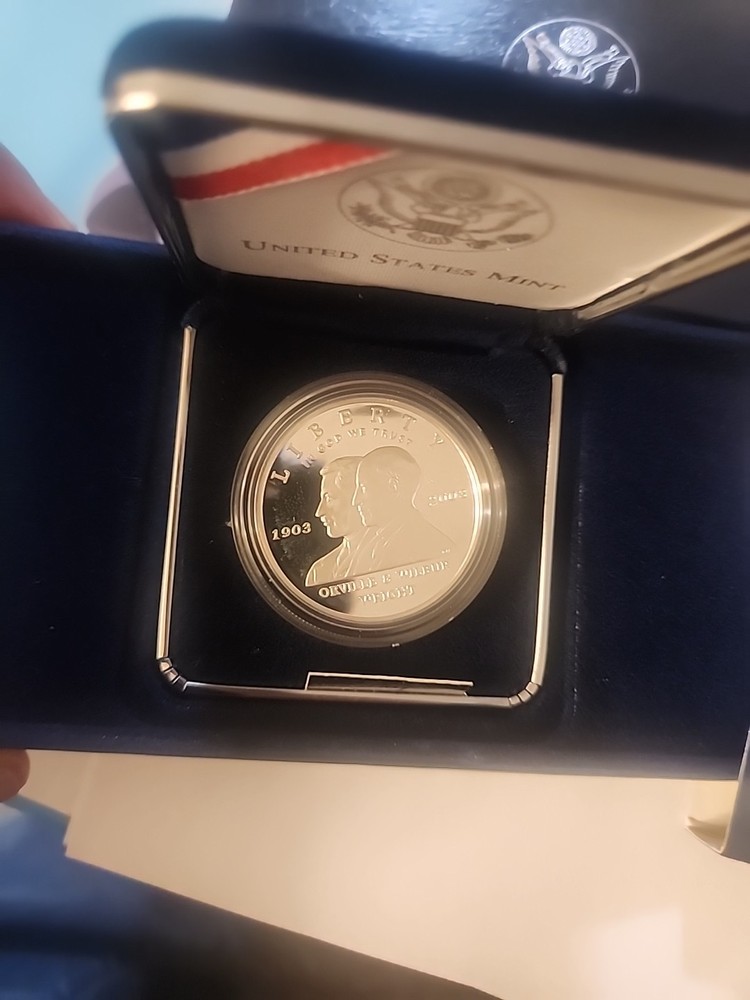 2003 P First Flight Proof Commemorative Silver Dollar In OGP W/COA