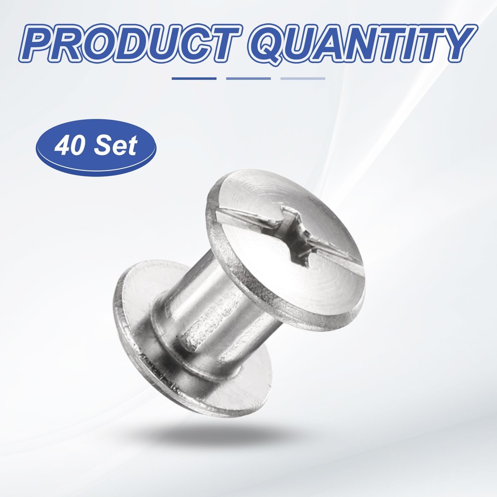40set Phillips Chicago Screw M4x5mm Binding Post Screw, Silver