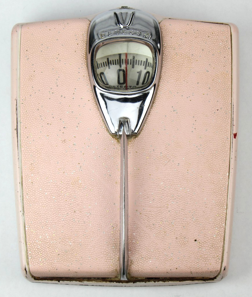 VINTAGE MID CENTURY MODERN DETECTO BATHROOM SCALE PINK MCM HOME DECOR ATOMIC