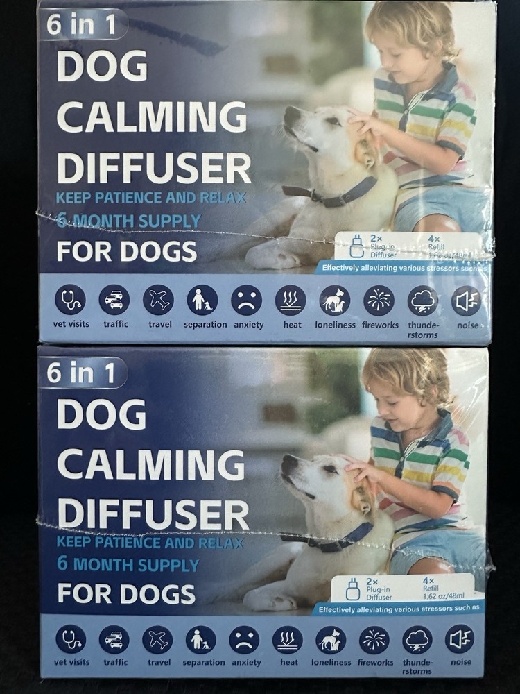 12x SEALED Dog Pheromone Calming Diffuser (2 Boxes: 4 Filled Plug-In + 8 Refill)