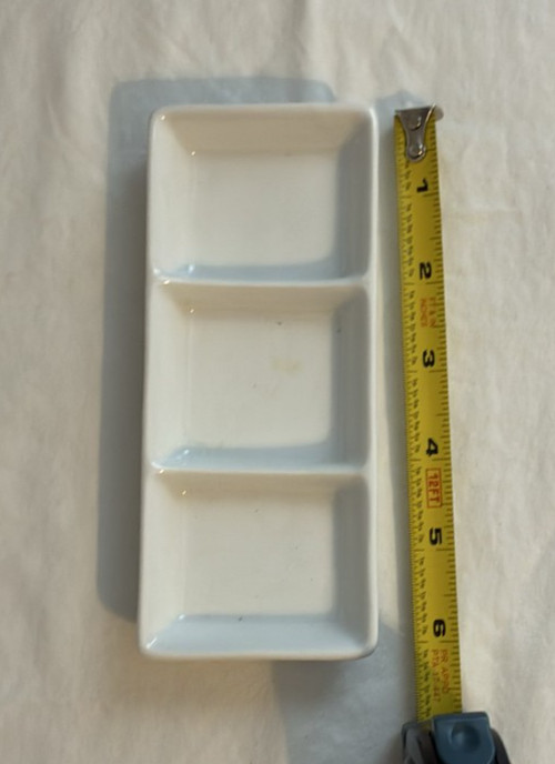 White Porcelain Ceramic 3-Section Serving Tray 5.75