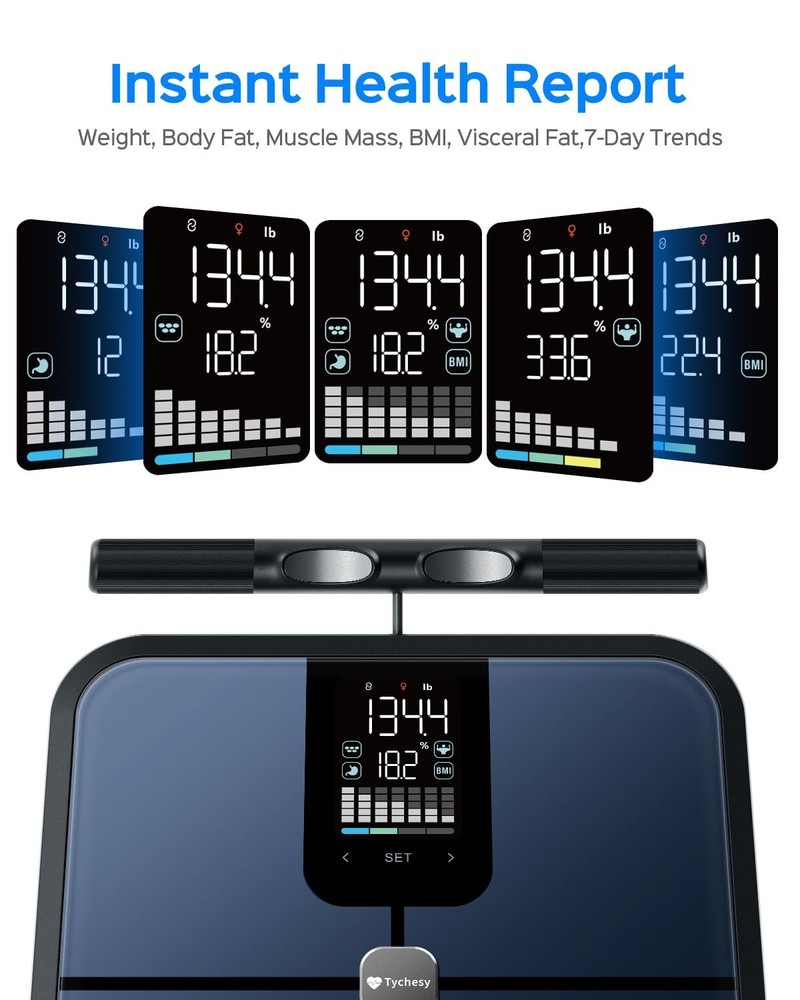 Smart Pod Scale: 8-Sensor Body Composition Analyzer with App Sync for 24 Users