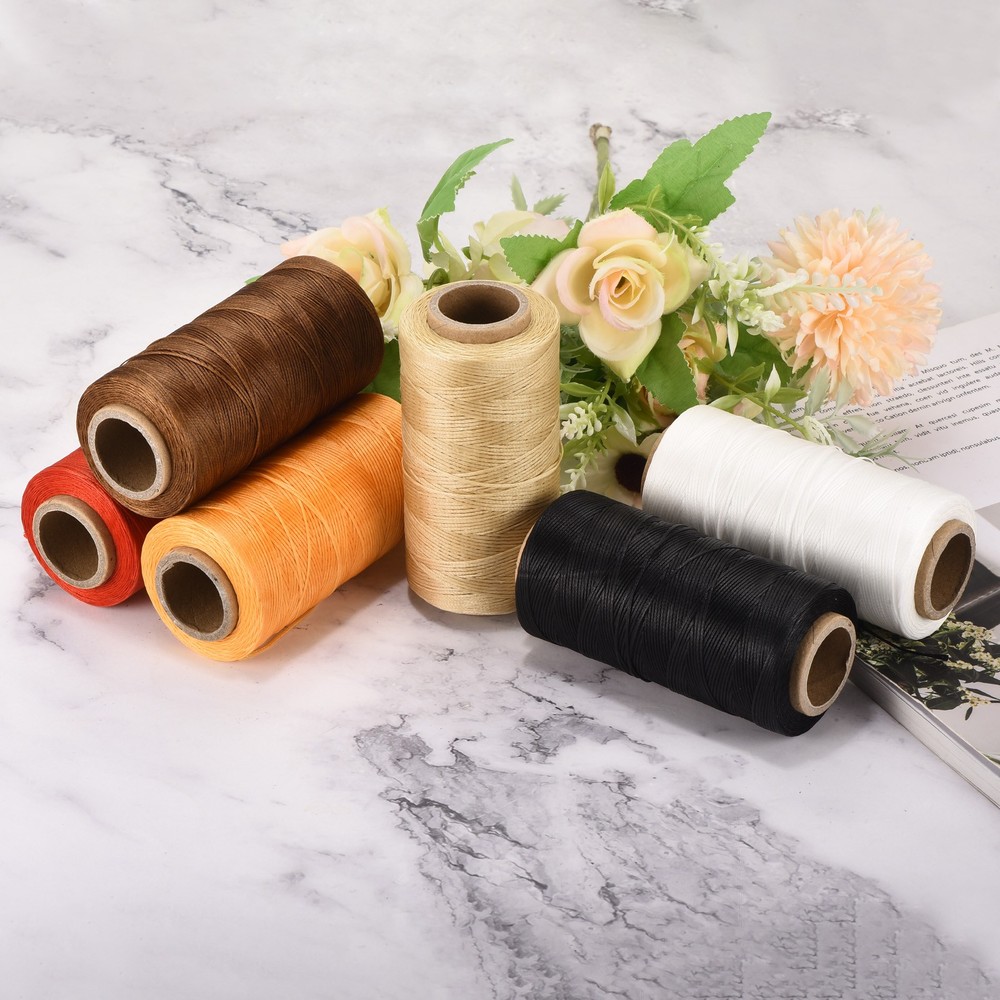284 Yard 0.8mm 150D Flat Waxed Thread Polyester for Leather Sewing, White