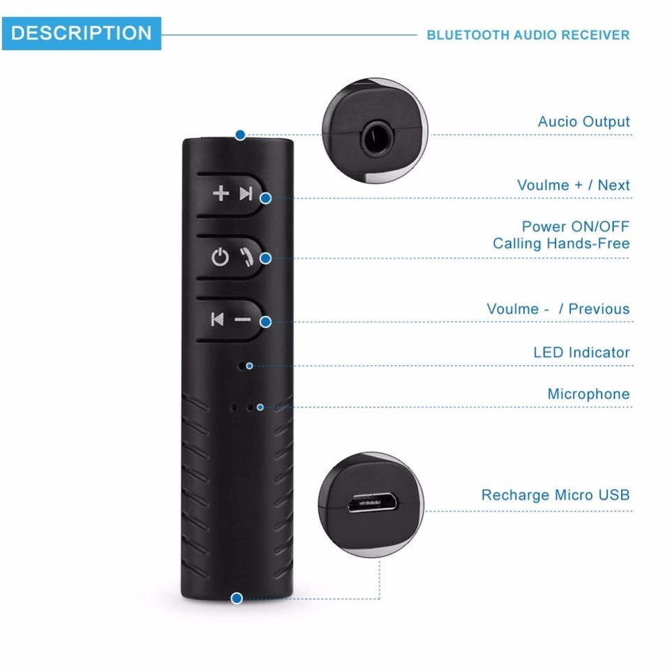 universal 3.5mm jack bluetooth car kit hands free adaptor