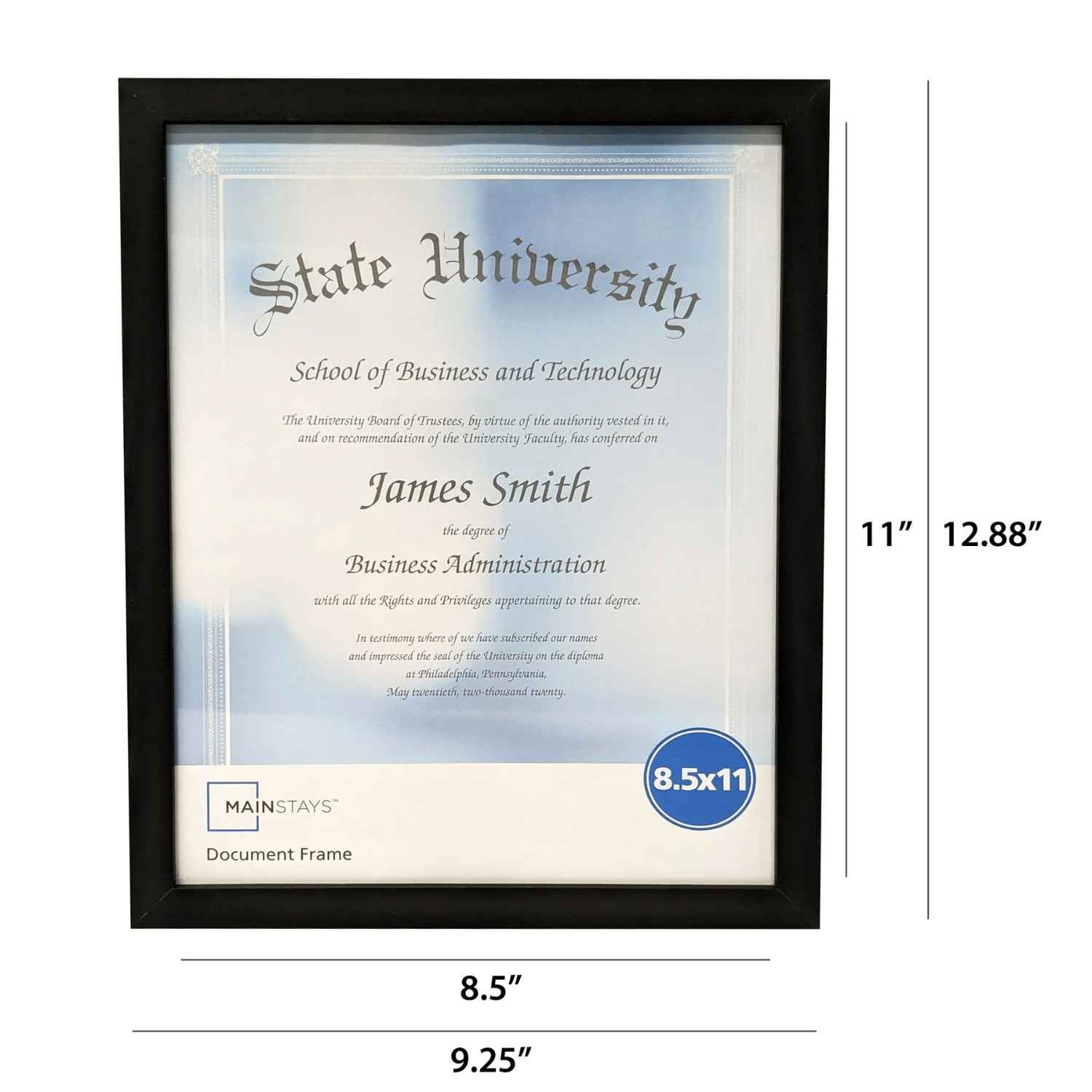 (2 Pack) 8.5x11 Document Picture Frame Certificate Wall Home Office Decor, Black
