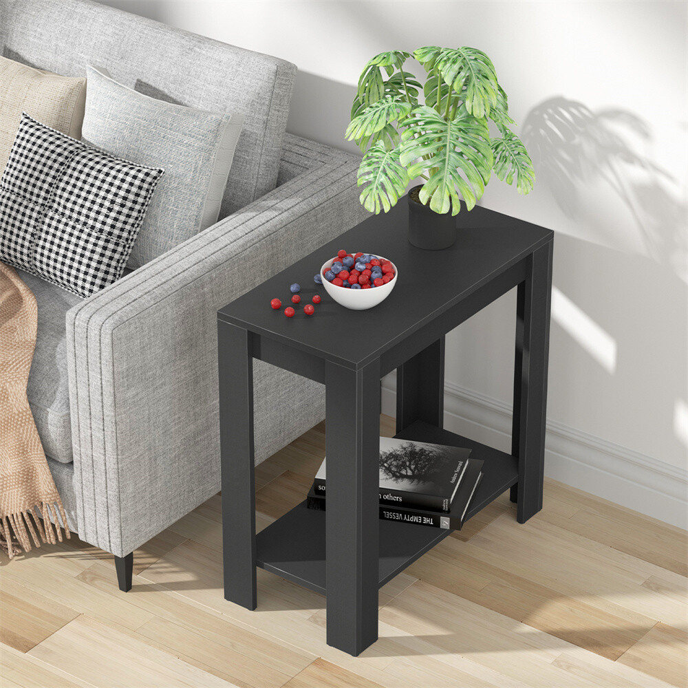 Rustic End Table Light Side Table Living Room Accent Table 2 Tier Stand Bedroom