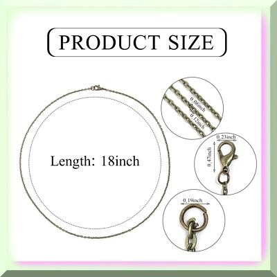 24 Pack 2mm Antique Bronze Cable Link Chains, 18 Inches