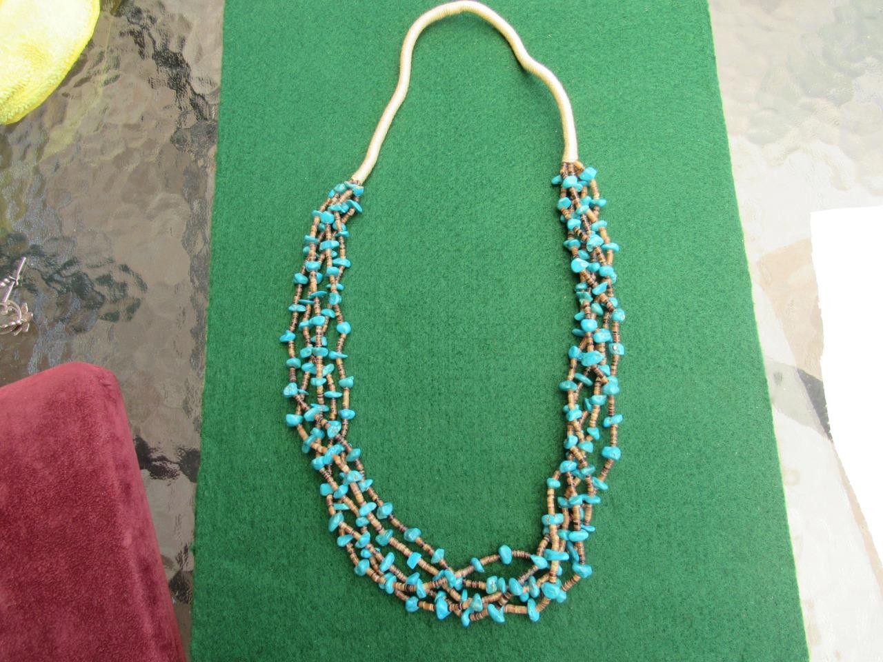 Vintage Native American Kingman Turquoise 5 strand Nugget necklace