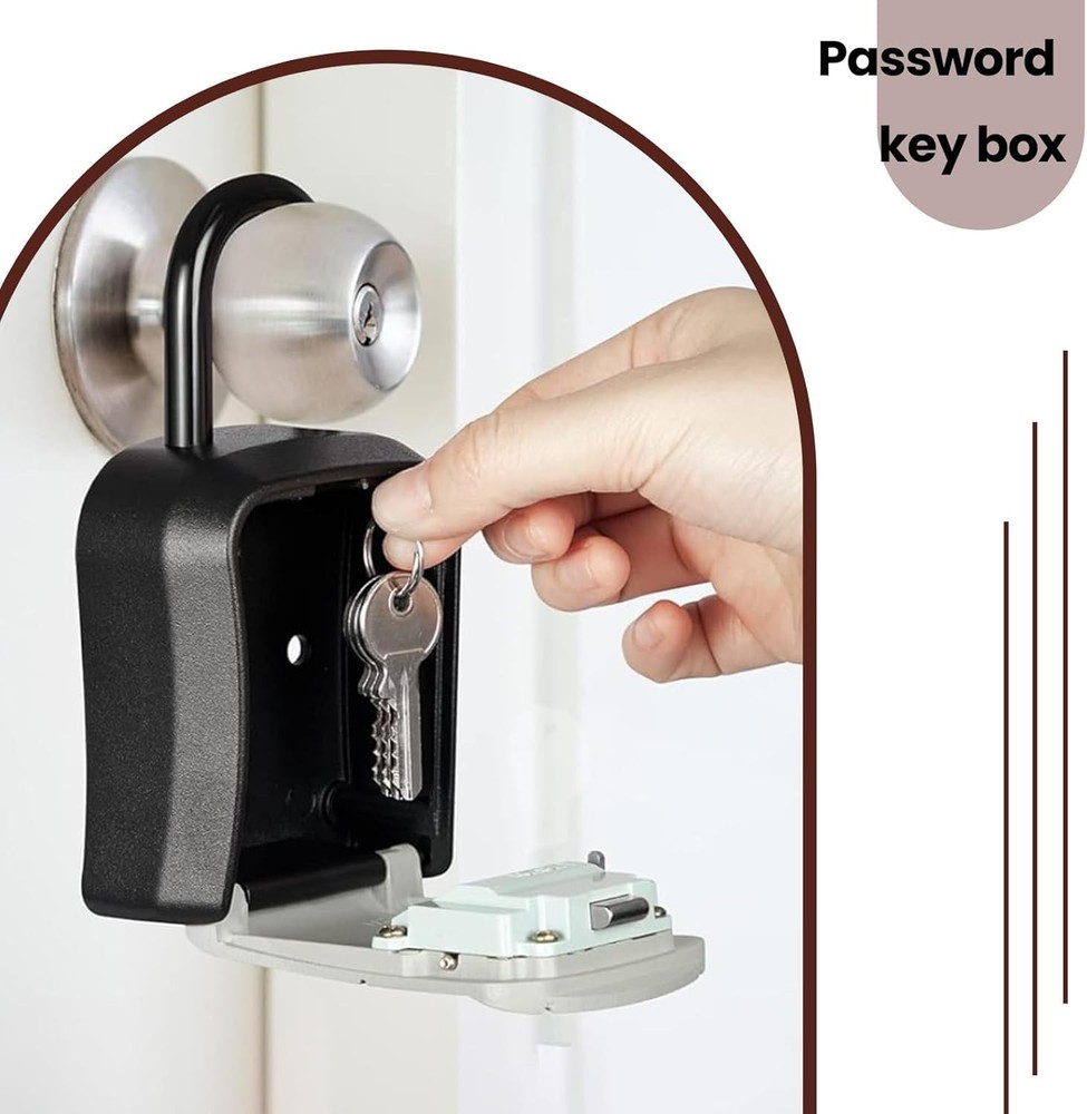 Wall Mount Password Key Box Resettable Code Safe Portable Home Security Lock Box