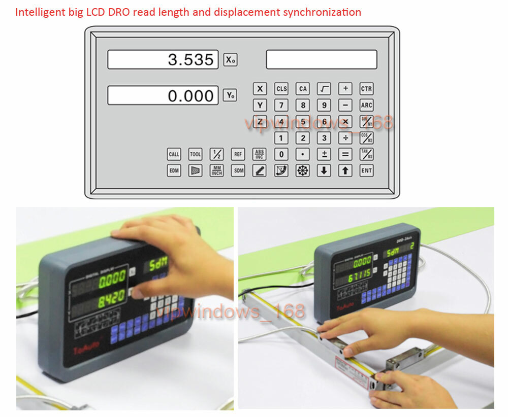 2 Axis Digital Readout DRO Display 8" 38" 5um Linear Scale Encoder CNC, US STOCK