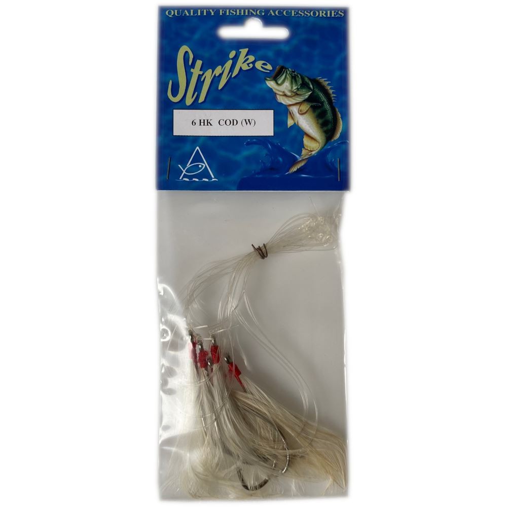 Strike 6 Hook White Cod Feathers Hook Size 6/0