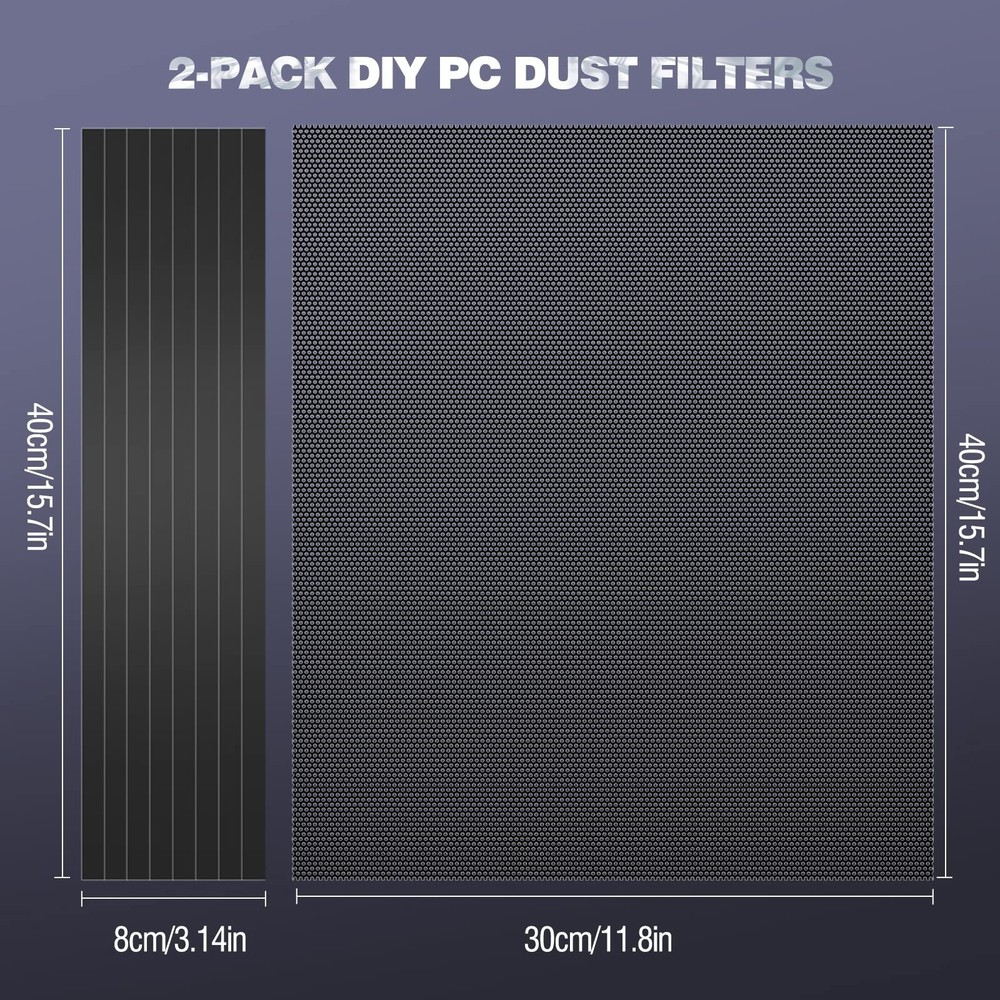 DIY PC Case Dust Mesh Filter 2 Pack Magnetic Dustproof Cover for Computer