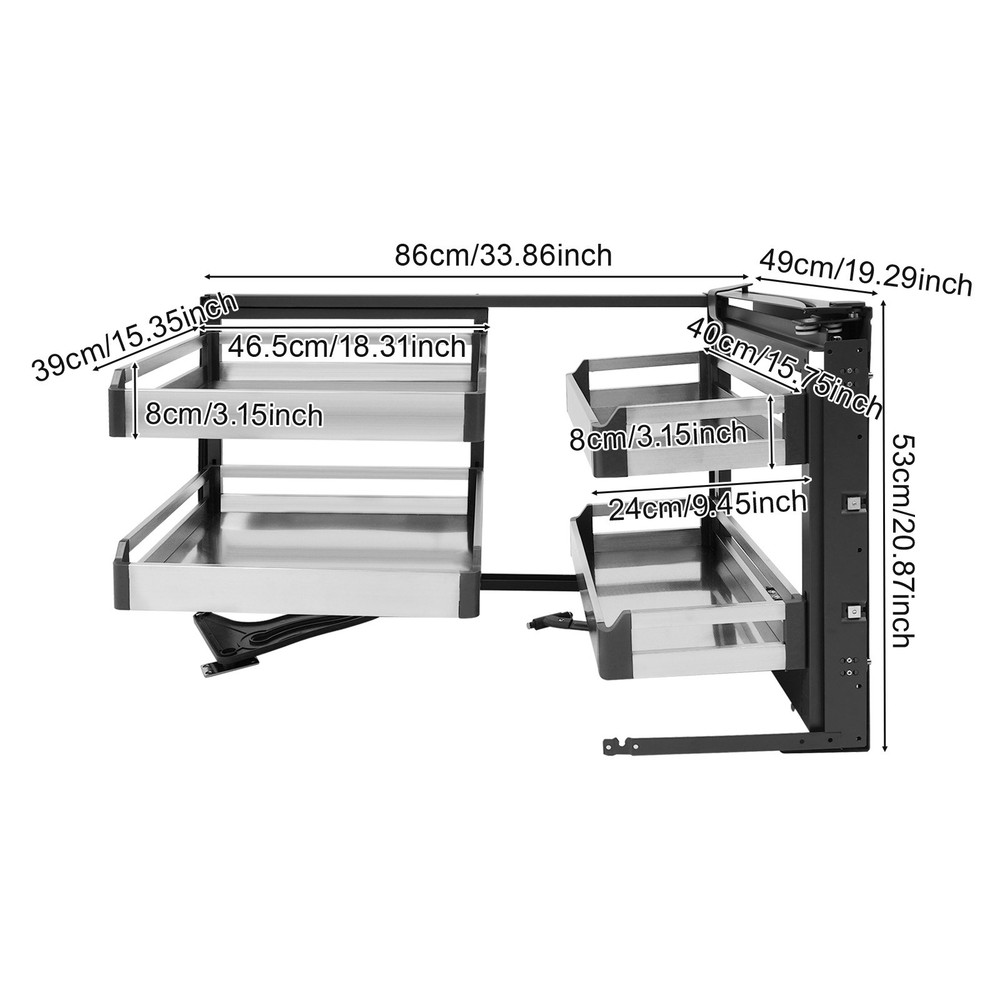 Blind Corner Cabinet Pull-Out Small Space Organizer Kitchen Swivel Storage Shelf
