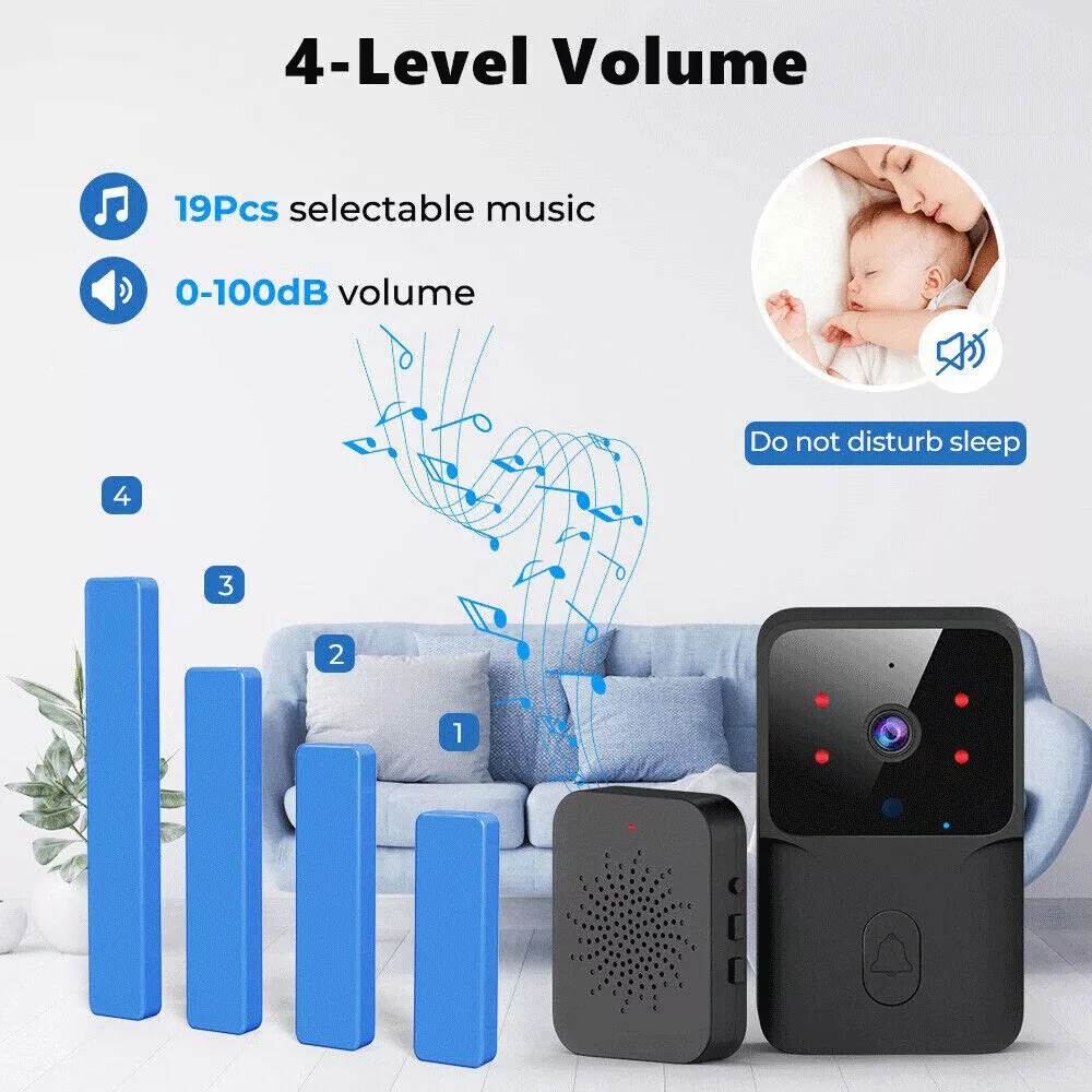 Smart Wireless WiFi Doorbell Intercom Video Camera Door Ring Bell Chime Security