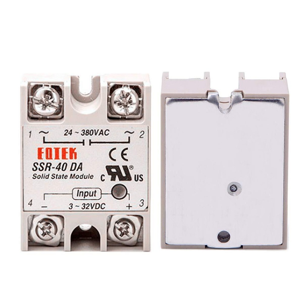 2-Pack SSR-40DA Solid State Relay Single Phase 3-32V DC to 24-380V AC